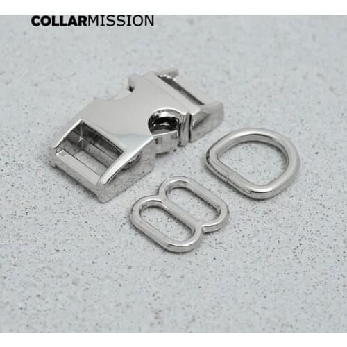 10mm(metal buckle+adjust buckle+D ring/set)for backpack DIY dog cat collar webbing sewing silver accessory premium quality