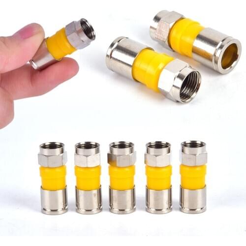 10pcs Yellow RG6 F Type Compression 2.8cm Quality Snap Seal Plug Connector High Quality New Arrival