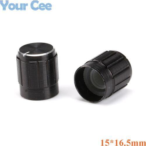 100 pcs Potentiometer Knobs Cap Aluminum Alloy Black 15*16.5mm In Stock For Potentiometer