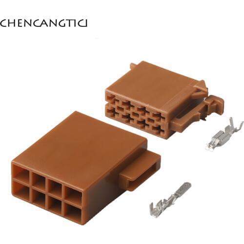 5 Sets 8 Pin Way TE Tyco Middle Slot Auto ISO Radio Horn CD Connector 3.5MM Male Female Plug For Toyota Lexus 962189-1 962191-1