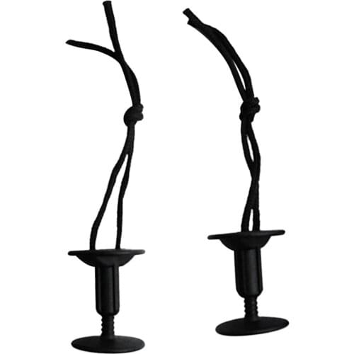 2Pcs Black Leash Plug With Leash Cords Strings -50mm Thickness