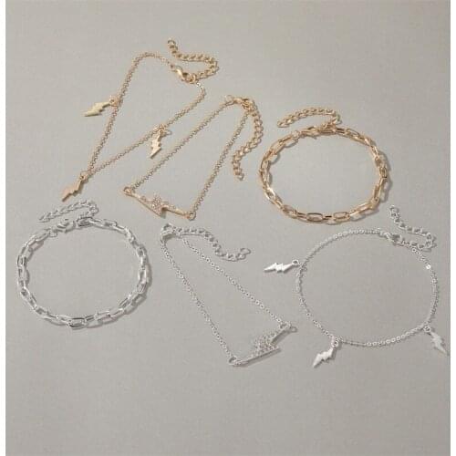 3PCs New Lightning Bracelet European American Zinc Alloy Bracelet Set for Women Anniversary Jewelry Gold and Silver Color 2020