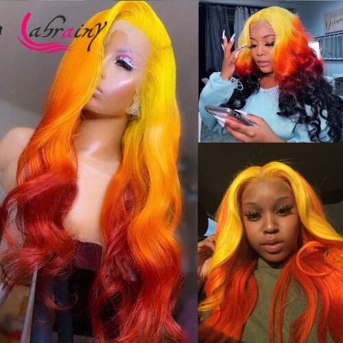 40 Inch Highlight Ginger HD Lace Frontal Wig Pre Plucked Full Ombre 613 Colored Lace Front Human Hair Wigs Woman Body Wave 13x6