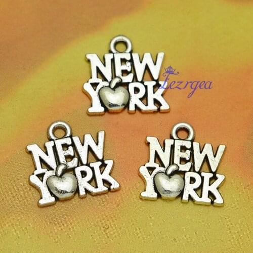40pcs/lot--14x15mm, Antique silver plated New York charms,DIY supplies,Jewelry accessories