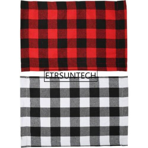 50pcs Christmas Buffalo Plaid & Burlap Placemats Double-sided Reversible Waterproof Dinner Table Placemats