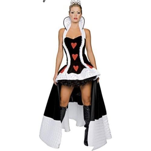 Free shipping sexy Queen of Hearts costume women adult fantasy Alice In Wonderland party cosplay fancy costume