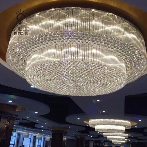 Large hotel villa duplex building sales department lobby lobby round LED crystal ceiling lamp engineering lamps led light lamps