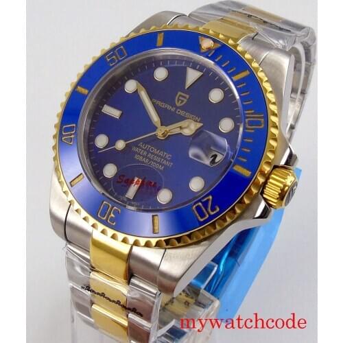 2020 Luxury PAGANI DESIGN 43mm 24 Jewels NH35 Mechanical Automatic Mens Watch Glad Plated Case Blue Dial Sapphire Crystal