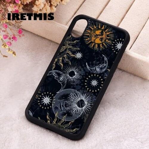 Iretmis 5 5S SE 2020 Phone Cover Case for iPhone 6 6S 7 8 Plus X Xs XR 11 12 Mini Pro Max Silicone TPU Moon and Sun