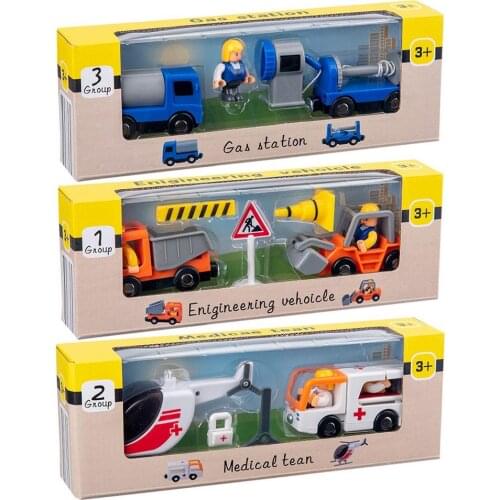 Childrens Engineering Car Toys Tanker Ambulance Professional Team Decor Props Oil Tanker Ambulance Vehicle With Wooden Track