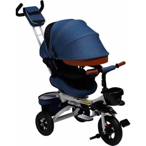 Childrens tricycle can lie down and fold the seat can rotate 1-3-5 child baby lightweight stroller