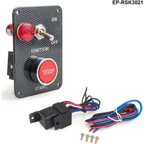 Racing Car Engine Start Button + 1 Toggle Switch Panel Drift 12v Carbon Fiber EP-RSK3021