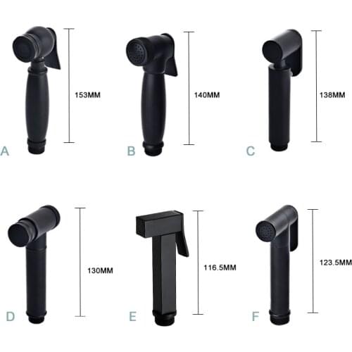 Pressurized Brass Square Hygiene Bidet Sprayer Bathroom Toilet Handheld Shower Bidet Shattaf Set with Spring Hose & Holder Black