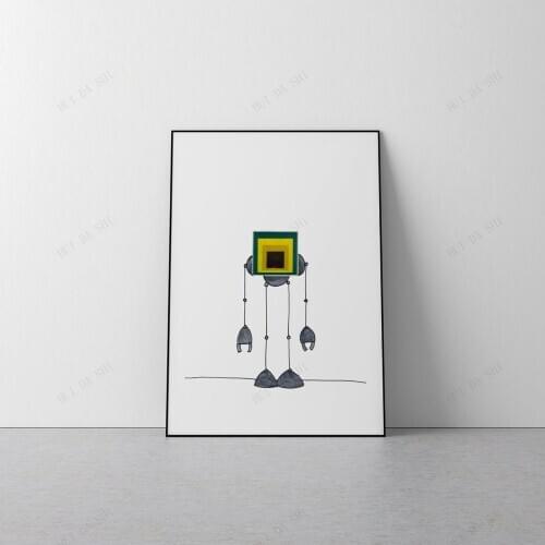Mike Slobot - Homage to a Square Robot Bauhaus inspired art print Color Studies Josef Albers Style Op Art 60s Space Age