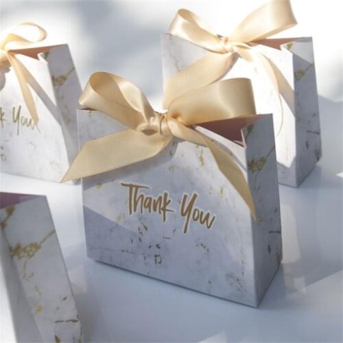 10pcs Wedding Decoration Wedding Gift Box Mini Grey Marble Gift Bag Box for Party Baby Shower Bridal Shower Candy Boxes Bags