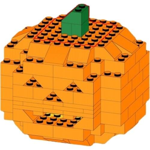 MOC DIY Halloween Pumpkin Model Pumpkin Man Building Blocks Bricks Kids Assembly Toys for Children Mini Halloween Gifts