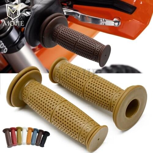 Motorcycle 7/8" 22mm Retro Rubber Handlebar Hand Grip For Honda Suzuki Kawasaki Cafe Racer Bobber Custom