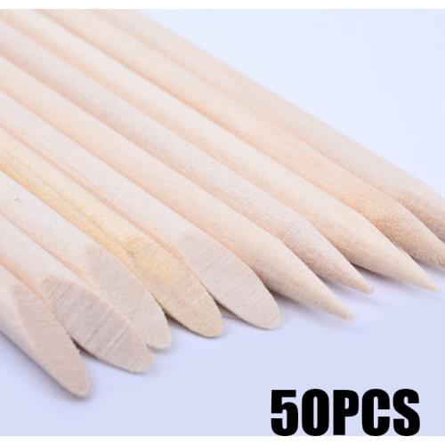 50PC Disposable Nail Art Cuticle Pusher Set Double Ended Wood Sticks Remove Polish Dead Skin Nail Push Pedicure Manicure Tools