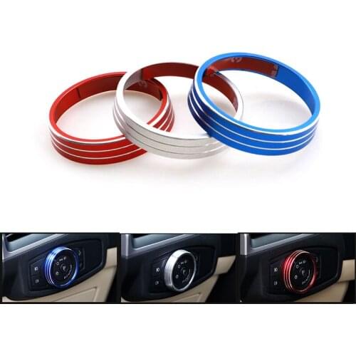 Aluminum Alloy Car Headlight key button Cover Headlights Switch Circle Sticker for Ford Focus 3 4 Kuga Edge