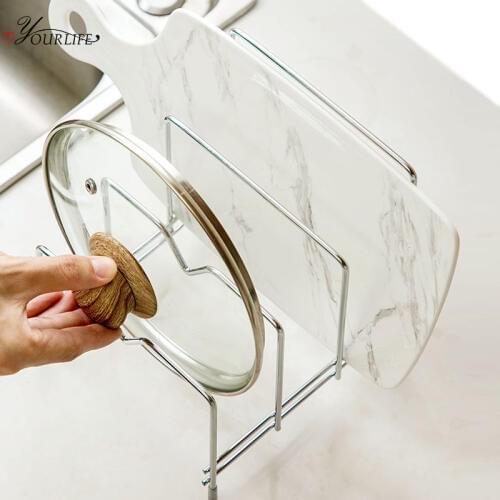 OYOURLIFE Kitchen Stainless Steel Desktop Pot Lid Holder Multilayer Cutting Board Pan Cover Towel Drain Drying Rack Cooker Stand