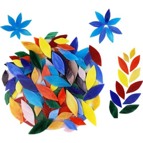 100Pcs Opaque Mixed Colors and Sizes Glass Mosaic Tiles for Craft Colorful Stained Glass Pieces Mosaic Projects Supply