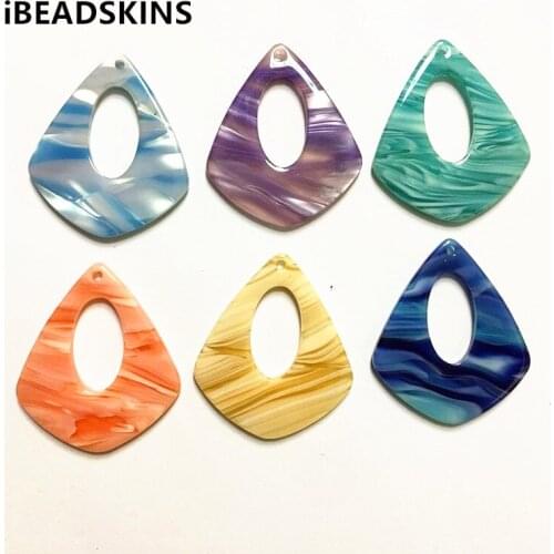 New arrival! 34x29mm 50pcs/lot acetic acid imitate marble texture drop-shape charms for earring/Jewelry DIY(As shown)