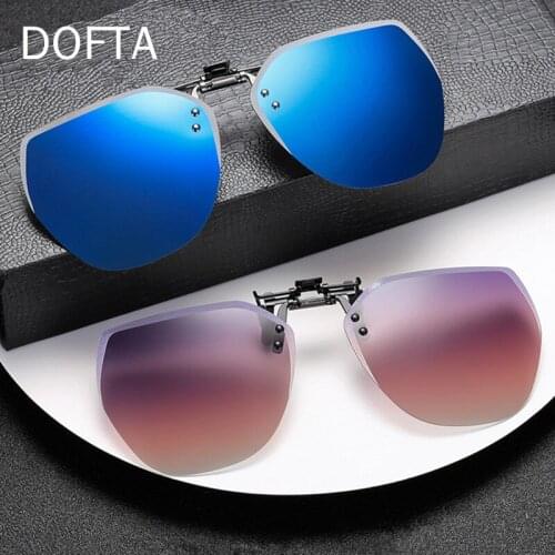 DOFTA Polarized Clip On Glasses Frame Daily Driving Black Lenses 100% UV Protection Fliped Up Sunglasses 6755