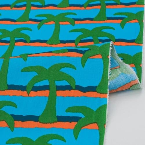 Orange And Deep Blue Stripe Pure Fabric For Dress Tissus Au Mètre Telas Algodon Estampadas Sewing Ткань Для Шитья Vestido Tela