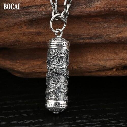 BOCAI Real s925 Silver 2021 Trend Personality Tamron Pattern Gawu Box Man and Woman Pendants Retro Ethnic Auspicious Jewelry