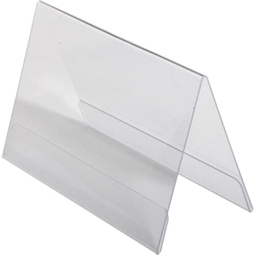 PVC Clear Office Meeting Conference Desk Business Card Holder Name Tag Ticket Label Sign Holder V Shaped Slant Double Sides