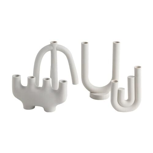 Nordic White Candle Holder Creative Ceramic Living Room Decoration Candlestick Modern Candlelight Dinner Soporte Vela DD60ZT