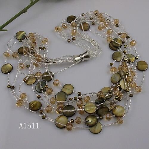 Unique Pearls jewellery Store,Brown Crystal Shell Baroque Freshwater Pearl Necklace Magnet Clasp,Perfect Women Gift Jewelry