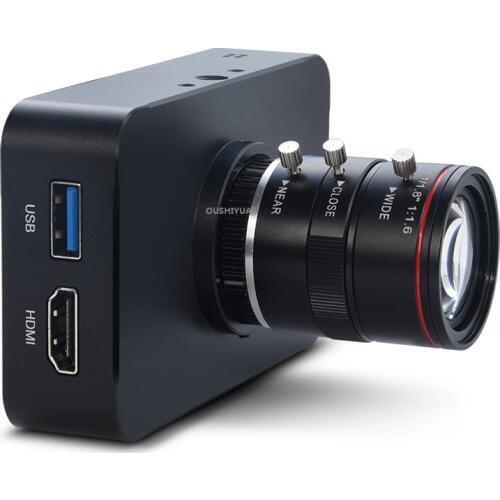 12MP HDMI Camera 1080P USB HD Streaming Webcam Recording 4K@30FPS Industry C/CS-Mount Camera with 6-12 Lens