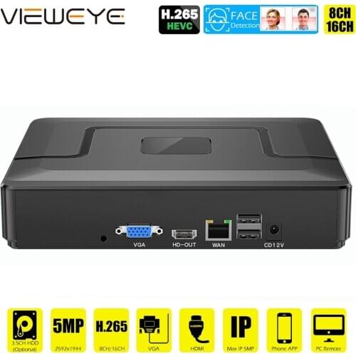 Face Detection H.265 Max 5MP Audio CCTV NVR 16CH 5MP / 9CH 5MP Security Video Recorder H.265 Motion Detect ONVIF P2P CCTV NVR