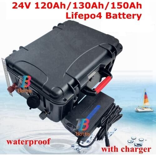 24V 150Ah Waterproof 24V 120AH lifepo4 lithium Battery 24V 130Ah for motorhomes Solar energy Cleaning machine + 20A Charger