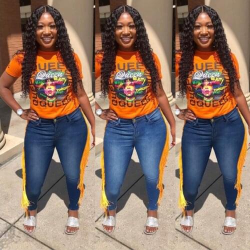 High Stretch Women Plus Size Skinny Jeans 2021 Summer New Arrivals Tassels Ladys Streetwear Pencil Denim Pants Hot Selling