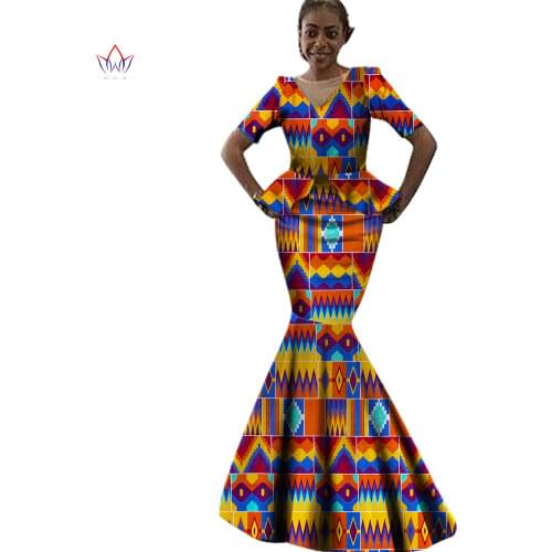 African Women Clothes Casual Women Maxi Dress Short Sleeve African Print Clothing Long Pattern Floral Party Wedding Dress WY969