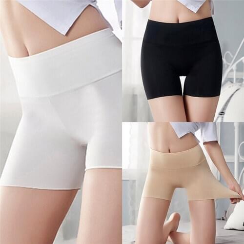 Women Seamless Safety Pants Summer Solid Color Breathable Anti Glare Middle Waist Comfortable Female Underwear New Style