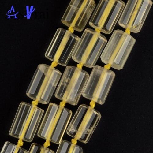 15*10mm Natural Citrines Yellow Quartz Stone Faceted Column Shape Beads For Jewelry Making Spacer Loose BeadsDiy Bracelets 15"