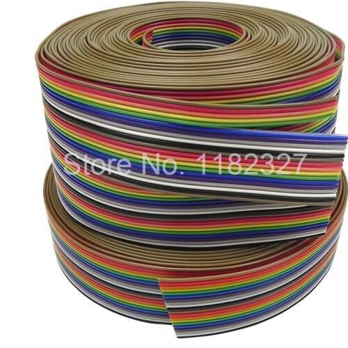20 meters/lot) Flat Ribbon Cable 20Pin 1.27mm pitch 20 meters long Rainbow Colors high quality