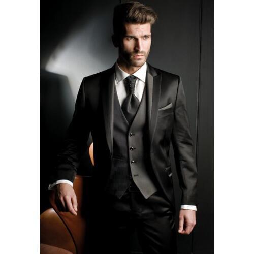 2017 Latest Coat Pant Designs Black Men Wedding Suits Slim Fit Skinny 3 Piece Tuxedo Tailor Fashion Suit Prom Blazer Masculino