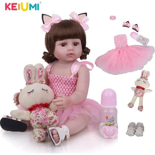 22 Inch Bebe Doll Beautiful Baby Dolls For Children Toys Toddler Full Body Silicone Girl Reborn Doll With Summer Clothes