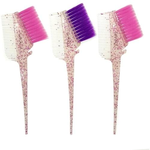 3pcs/set Glitter Hair Dying Brushes Double Head Hairdresser Hair Color Tint Perm Highlight Hairbrushes Dye Brush & Comb 1437