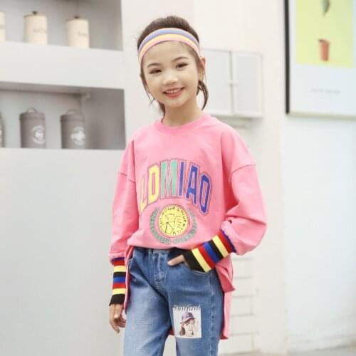 Irregular Spring Autumn Tops Hoodies Girls Sweatshirts Coat Kids Outwear Teenager Children Clothes High Quality