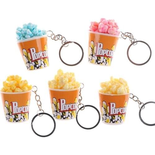 FREE SHIPPING BY DHL 100pcs/lot 2019 New Design Popcorn Keychains Plastic Popcorn Keyrings Cinema Promotion Gifts