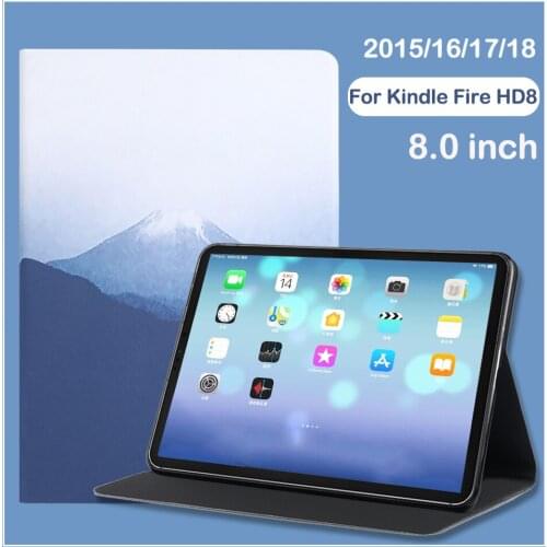 Tablet Case For Amazon Kindle Fire HD8 8.0'' 2018 2017 2016 2015 Folding Folio Cover Funda Painted Flip Stand Protective Shell