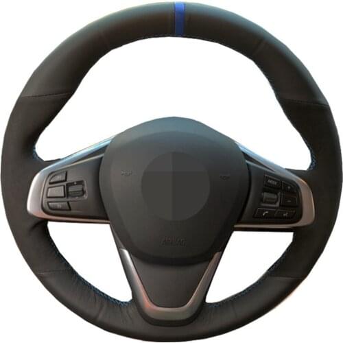 Car Steering Wheel Cover Black Genuine Leather Suede For BMW F45 F46 X1 F48 2015 2016 2017 2018 2019 X2 F39 2018-2019