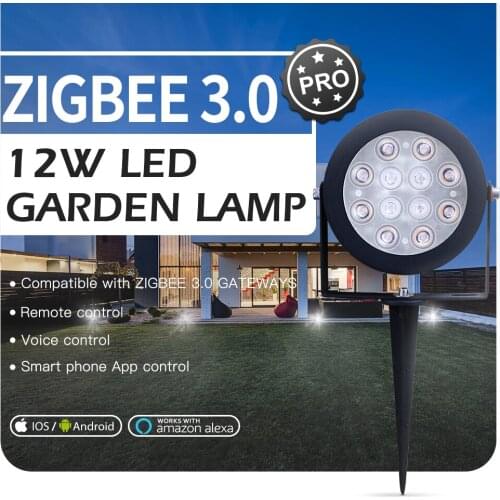 GLEDOPTO Zigbee 3.0 Outdoor LED Garden Lamp Light 12W Pro Waterproof Rating IP65 Compatible With Tuya App 2.4G RF Remote Control