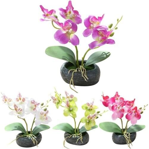 Artificial Butterfly Orchid Bonsai Fake Flower with Pot Home Table Decoration Fake Butterfly Orchid Artificial Bonsai