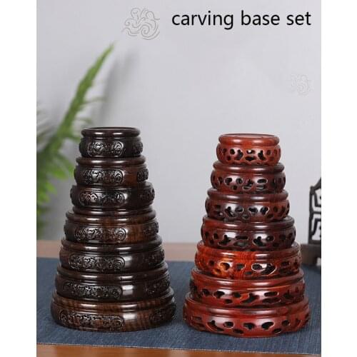 Mahogany Round Teapot Base Teacup Base Vase Base Solid Wood Ebony Carved Jade Buddha Base